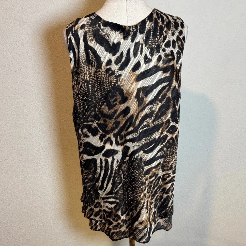 NWT Frank Lyman Tiered Leopard Print Sleeveless Blouse size 18 - Picture 5 of 13